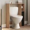 Meuble Wc|IDMarket Meuble dessus WC WALLIS avec placard façon hêtre et noir