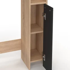 Meuble Wc|IDMarket Meuble dessus WC WALLIS avec placard façon hêtre et noir