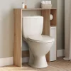 Meuble Wc|IDMarket Meuble dessus WC WALLIS avec placard façon hêtre et blanc