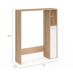 Meuble Wc|IDMarket Meuble dessus WC WALLIS avec placard façon hêtre et blanc
