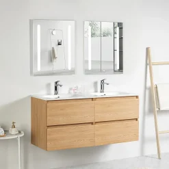 Meuble Sous-Vasque|Bain-Bain Meuble double Prémonté sous vasque Bois 120Cm SAYA -