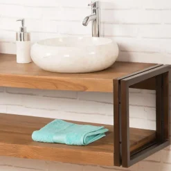 Wanda Collection Meuble double suspendu Elégance teck métal 145 cm