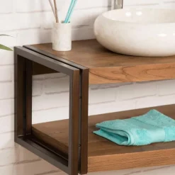 Wanda Collection Meuble double suspendu Elégance teck métal 145 cm