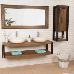 Wanda Collection Meuble double suspendu Elégance teck métal 145 cm