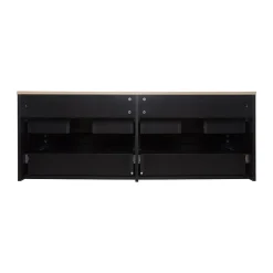 Mob-In Meuble double vasque 120cm avec plan bois SORRENTO Blanc+vasque+robinet+miroir