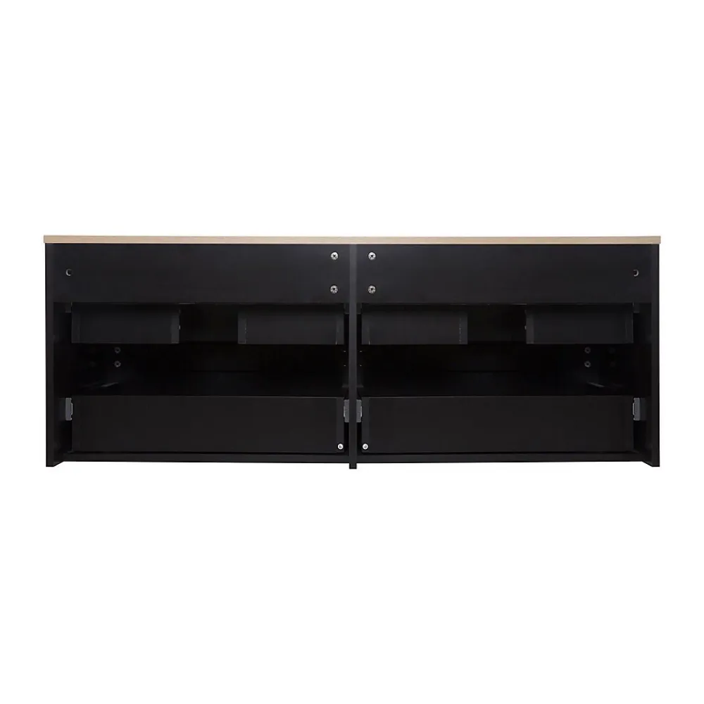Mob-In Meuble double vasque 120cm avec plan bois SORRENTO Blanc+vasque+robinet+miroir