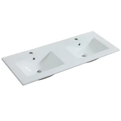 Ensemble Meuble De Salle De Bains|Mob-In Meuble double vasque 120cm avec plan céramique SORRENTO Décor chêne + colonne