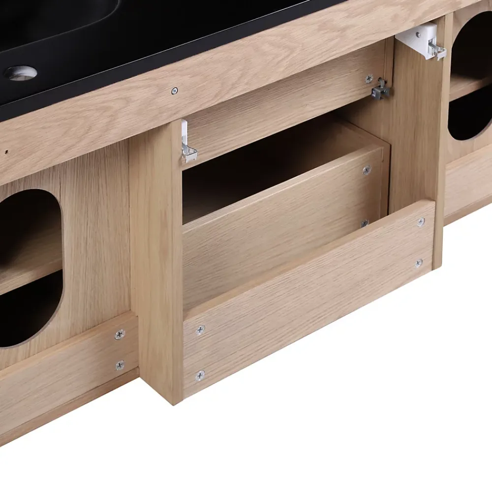 Meuble Sous-Vasque|Mob-In Meuble double vasque 140cm chêne STUDIO suspendu