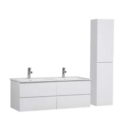 Mob-In Meuble double vasque 120cm SORRENTO Blanc + colonne