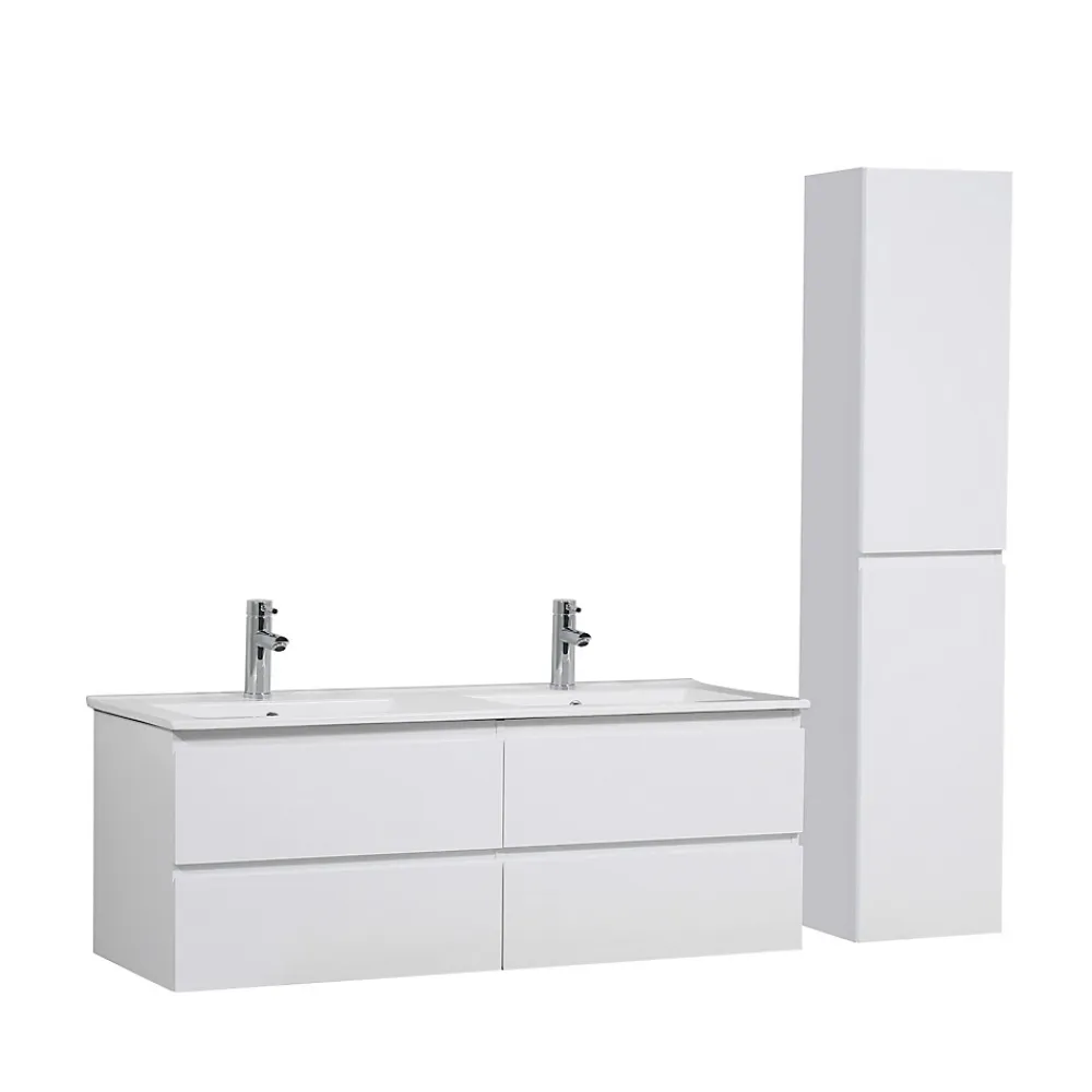 Mob-In Meuble double vasque 120cm SORRENTO Blanc + colonne