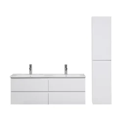 Mob-In Meuble double vasque 120cm SORRENTO Blanc + colonne