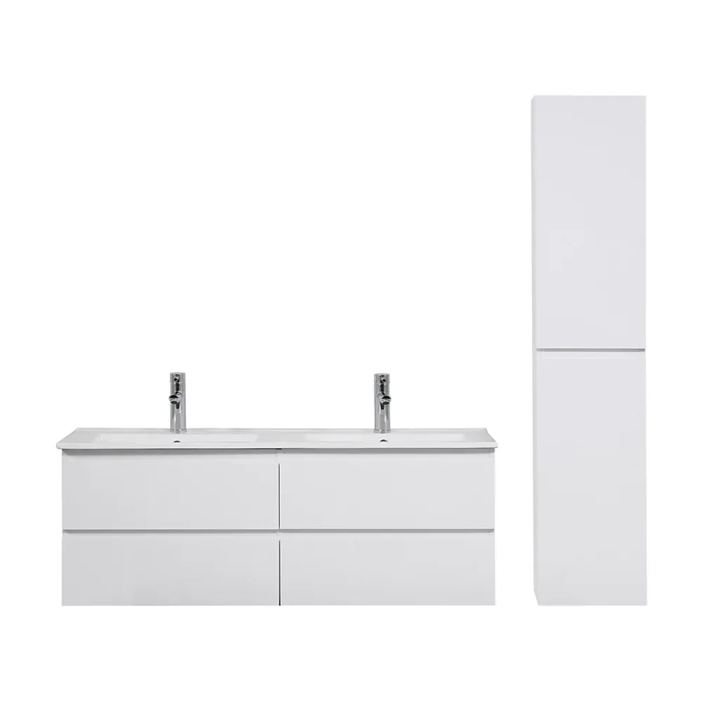 Mob-In Meuble double vasque 120cm SORRENTO Blanc + colonne