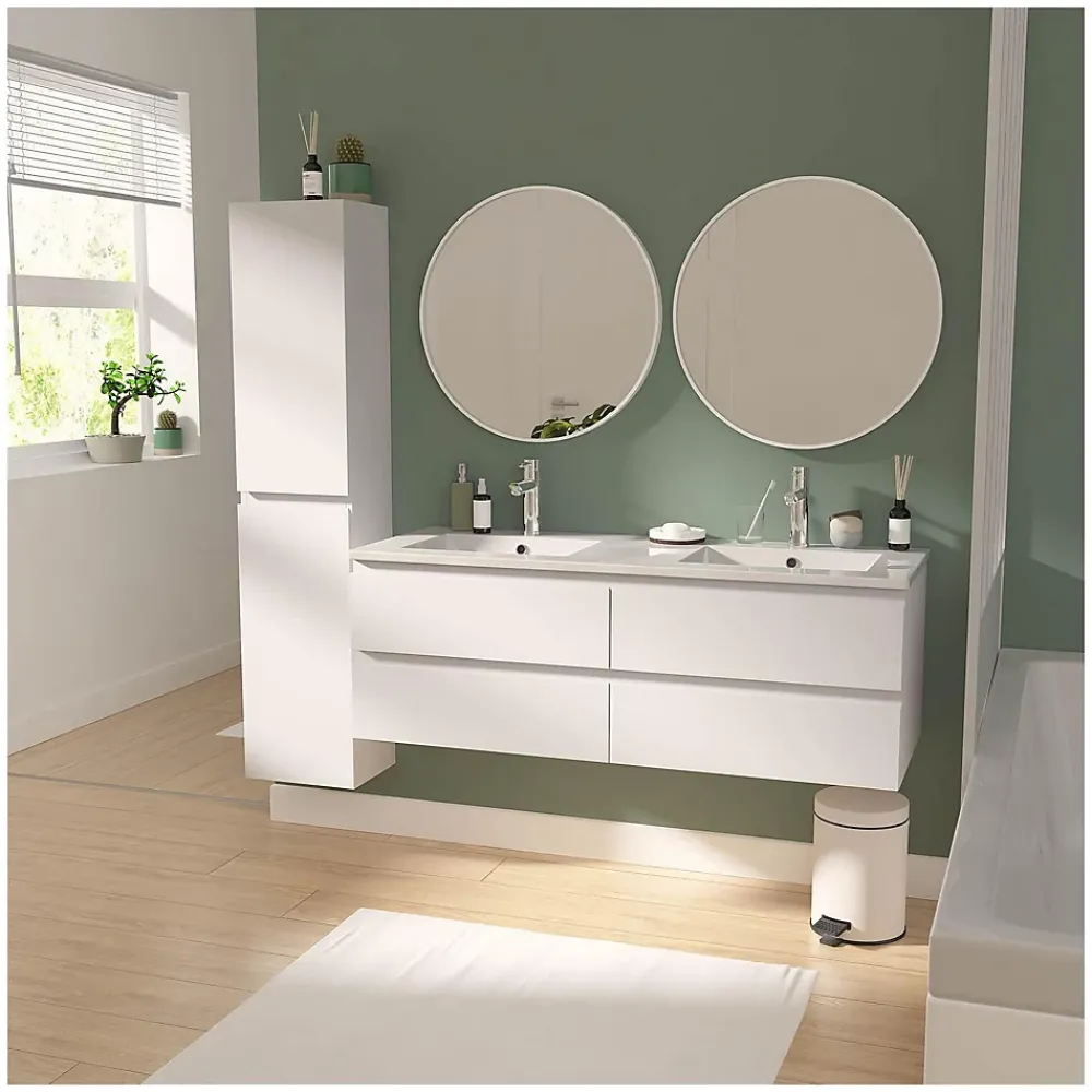 Mob-In Meuble double vasque 120cm SORRENTO Blanc + colonne