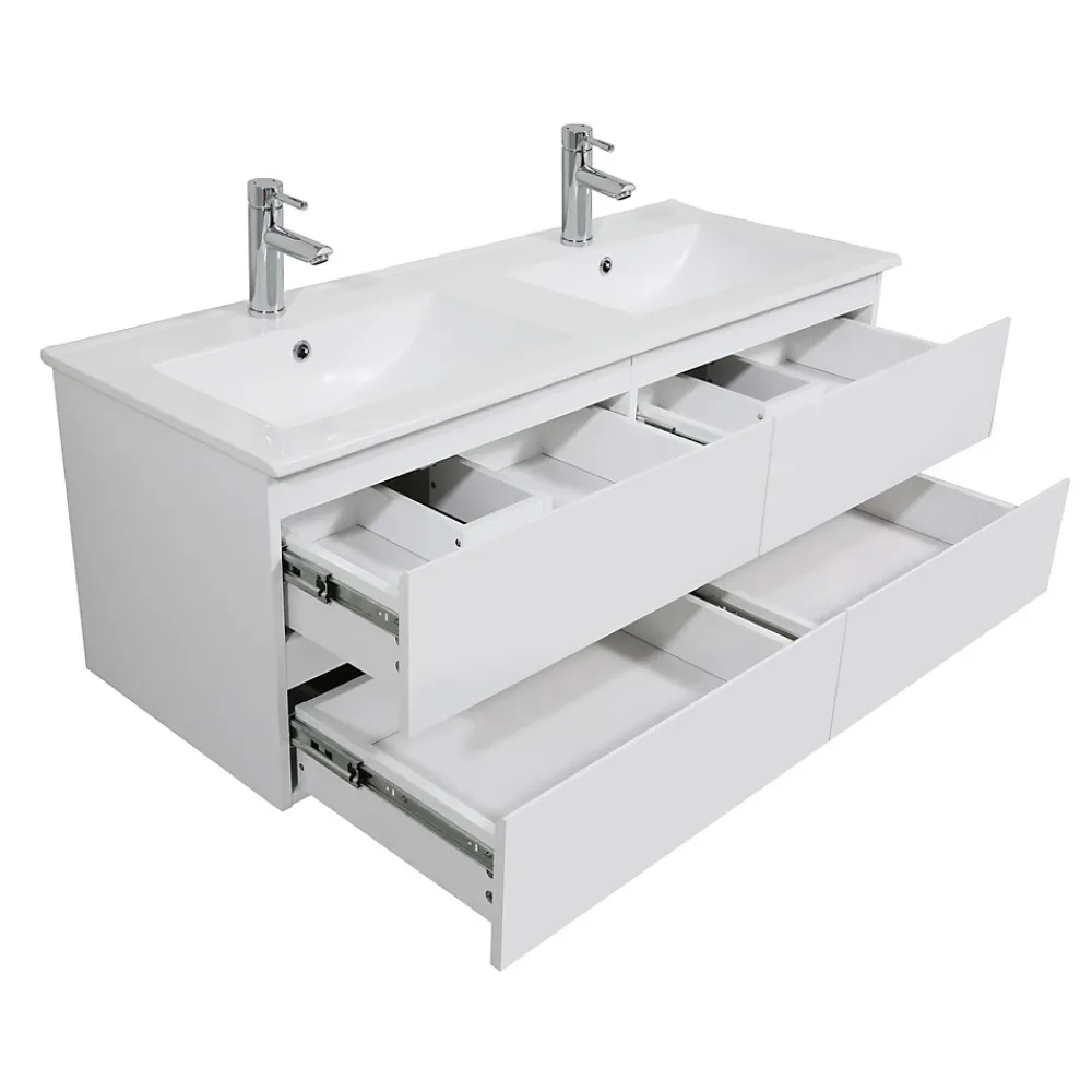 Mob-In Meuble double vasque 120cm SORRENTO Blanc + colonne