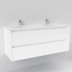 Sanitaire Meuble double vasque JUPITER 3.0 Blanc Brillant 120cm - Sans miroir