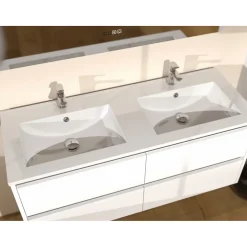 Sanitaire Meuble double vasque JUPITER 3.0 Blanc Brillant 120cm - Sans miroir