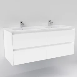 Sanitaire Meuble double vasque JUPITER 3.0 Blanc Brillant 120cm - Sans miroir