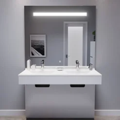 Ensemble Meuble De Salle De Bains|Cuisibane Meuble double vasque PMR EPURE 120 cm avec miroir led Elégance ht105 - Blanc brillant