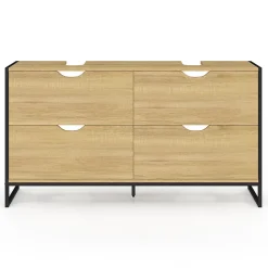 IDMarket Meuble double vasque salle de bain DETROIT 4 tiroirs design industriel