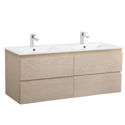 Mob-In Meuble double vasque SORRENTO suspendu avec plan vasque en céramique 120cm