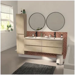 Mob-In Meuble double vasque SORRENTO suspendu avec plan vasque en céramique 120cm