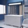 Ensemble Meuble De Salle De Bains|Cuisibane Meuble ECOLINE 140 cm avec plan vasque résine et miroir Elégance ht105- Blanc