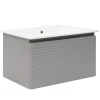 Lave-Mains|Naturel Meuble et vasque salle de bain strié Savona 98x43x44,8 cm gris mat (SAVONA100GM)