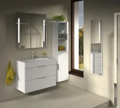 Lave-Mains|Naturel Meuble et vasque salle de bain strié Savona 98x43x44,8 cm gris mat (SAVONA100GM)