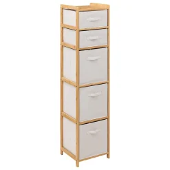 Etagère Salle De Bains|5Five Meuble Etagère en Bambou avec 5 paniers H 144.3 cm