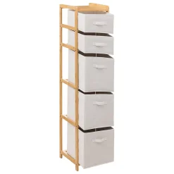 Etagère Salle De Bains|5Five Meuble Etagère en Bambou avec 5 paniers H 144.3 cm