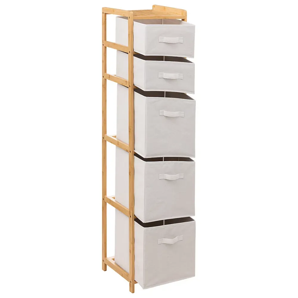Etagère Salle De Bains|5Five Meuble Etagère en Bambou avec 5 paniers H 144.3 cm