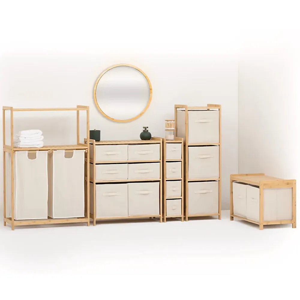 Etagère Salle De Bains|5Five Meuble Etagère en Bambou avec 5 paniers H 144.3 cm