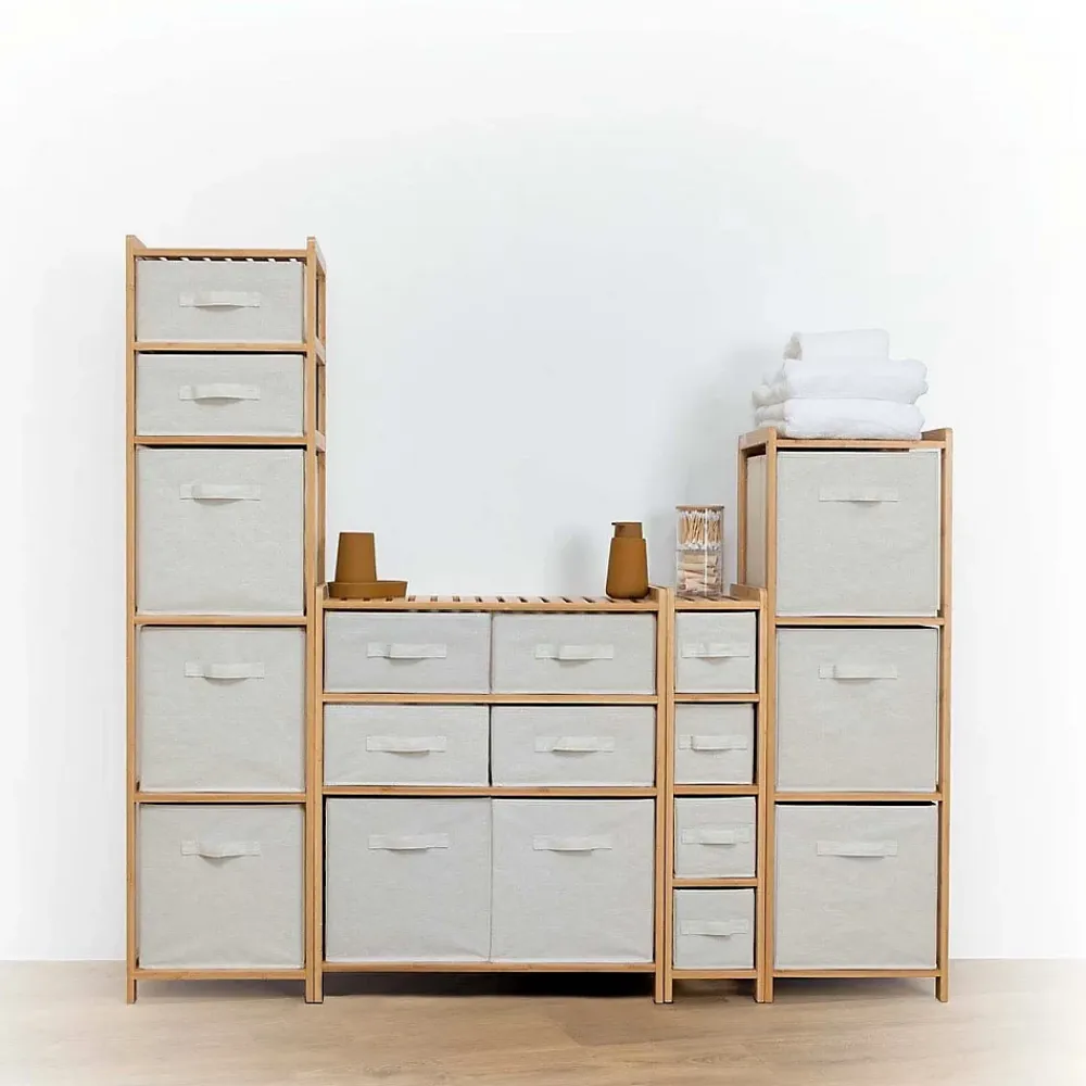 Etagère Salle De Bains|5Five Meuble Etagère en Bambou avec 5 paniers H 144.3 cm