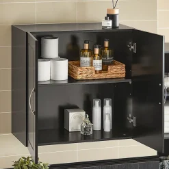 Sobuy Meuble Haut Armoire de Toilettes Salle de Bain Suspendue, 2 Portes, FRG231-SCH,