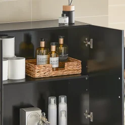 Sobuy Meuble Haut Armoire de Toilettes Salle de Bain Suspendue, 2 Portes, FRG231-SCH,
