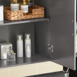 Sobuy Meuble Haut Armoire de Toilettes Salle de Bain Suspendue, 2 Portes, FRG231-DG,
