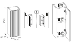 Armoire De Salle De Bains|Furnidea Meuble haut de salle de bain suspendue NOVA CACHEMIRE 20 x 57 cm