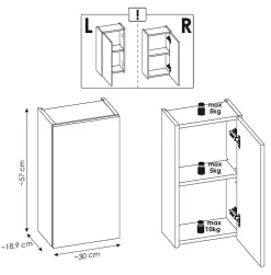 Armoire De Salle De Bains|Furnidea Meuble haut de salle de bain à suspendre NOVA OAK 30 x 57 cm