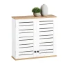 Meuble De Salle De Bains Faible Profondeur|Armoire De Salle De Bains|Sobuy Meuble Haut de Salle de Bain avec 2 Portes Armoire Suspendue, BZR42-W,