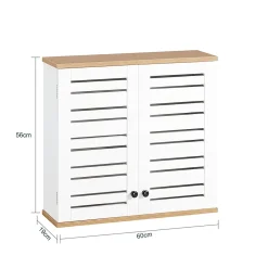 Meuble De Salle De Bains Faible Profondeur|Armoire De Salle De Bains|Sobuy Meuble Haut de Salle de Bain avec 2 Portes Armoire Suspendue, BZR42-W,