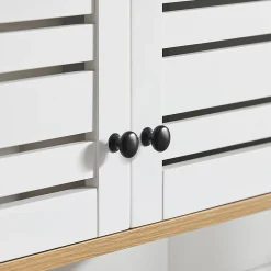 Meuble De Salle De Bains Faible Profondeur|Armoire De Salle De Bains|Sobuy Meuble Haut de Salle de Bain avec 2 Portes Armoire Suspendue, BZR42-W,