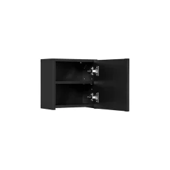 Meublorama Meuble haut de salle de bain VANO 1 porte Noir mat L30 x P18 x H30 cm Meuble suspendu