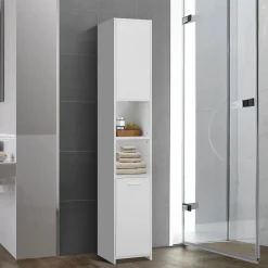 Colonne De Salle De Bains|Meuble De Salle De Bains Faible Profondeur|Ml-Design Meuble haute salle de bain colonne étroite de rangement blanc MDF 30x190x30 cm