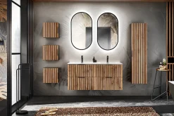 Lave-Mains|Furnidea Meuble lave main à suspendre XILO NOIR CHÊNE 40 cm