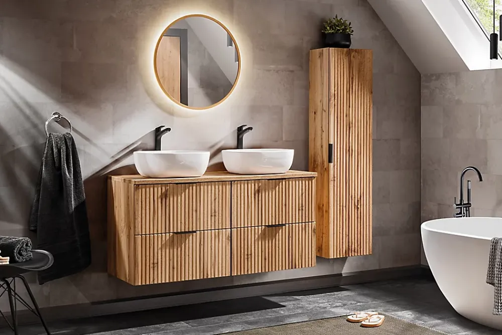 Lave-Mains|Furnidea Meuble lave main à suspendre ADEL CHÊNE 40 cm