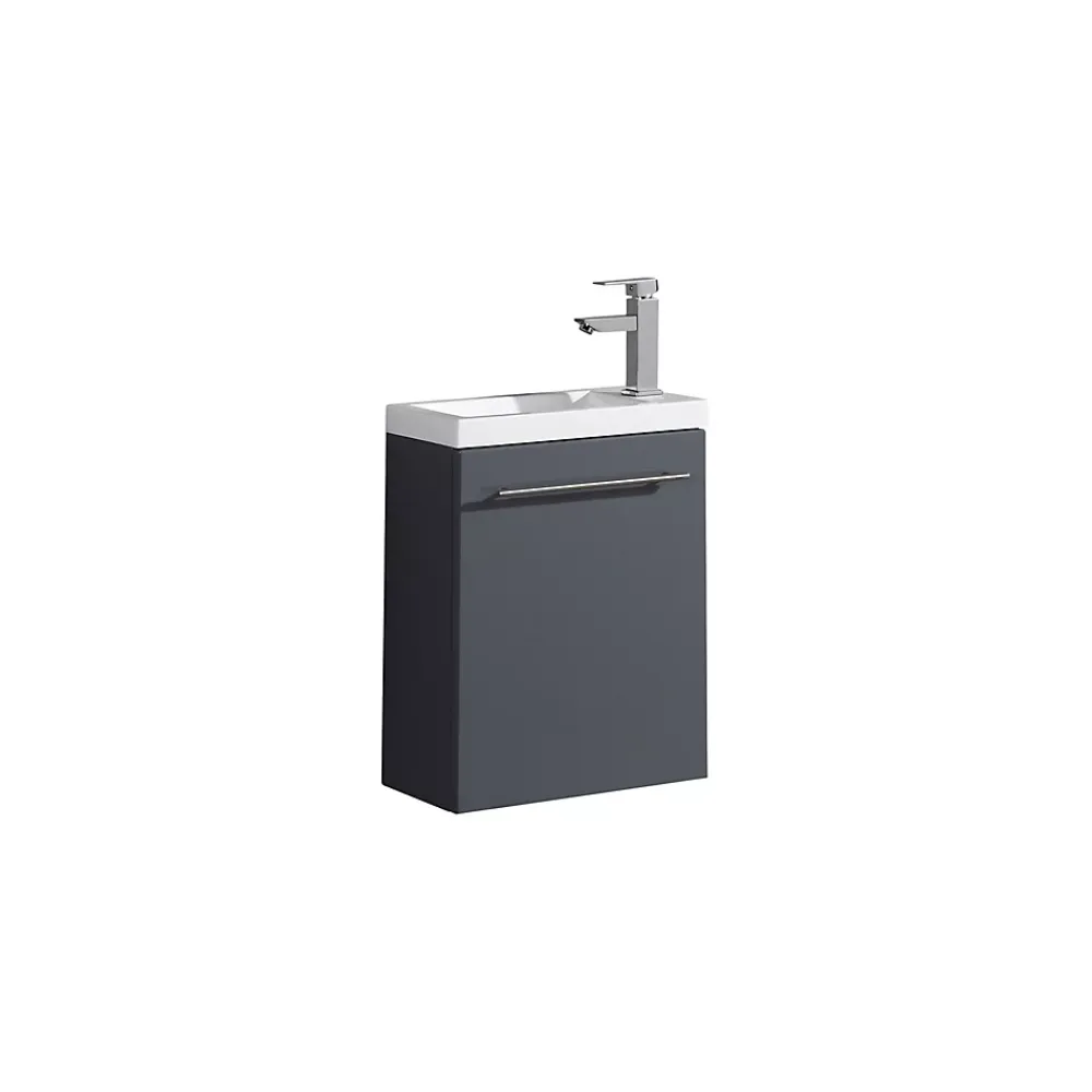 Plan Vasque Lave-Mains|Jindoli Meuble lave main vasque 40 cm gris laque Aquapixo