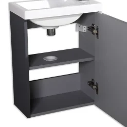 Plan Vasque Lave-Mains|Jindoli Meuble lave main vasque 40 cm gris laque Aquapixo