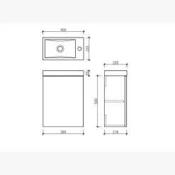 Plan Vasque Lave-Mains|Jindoli Meuble lave main vasque 40 cm gris laque Aquapixo