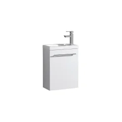 Jindoli Meuble lave main vasque 40 cm blanc laqué Aquapixo