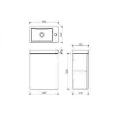 Jindoli Meuble lave main vasque 40 cm blanc laqué Aquapixo